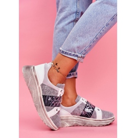 Sportschuhe Damen Leder Sneakers Maciejka 04448-03 weiß grau 1
