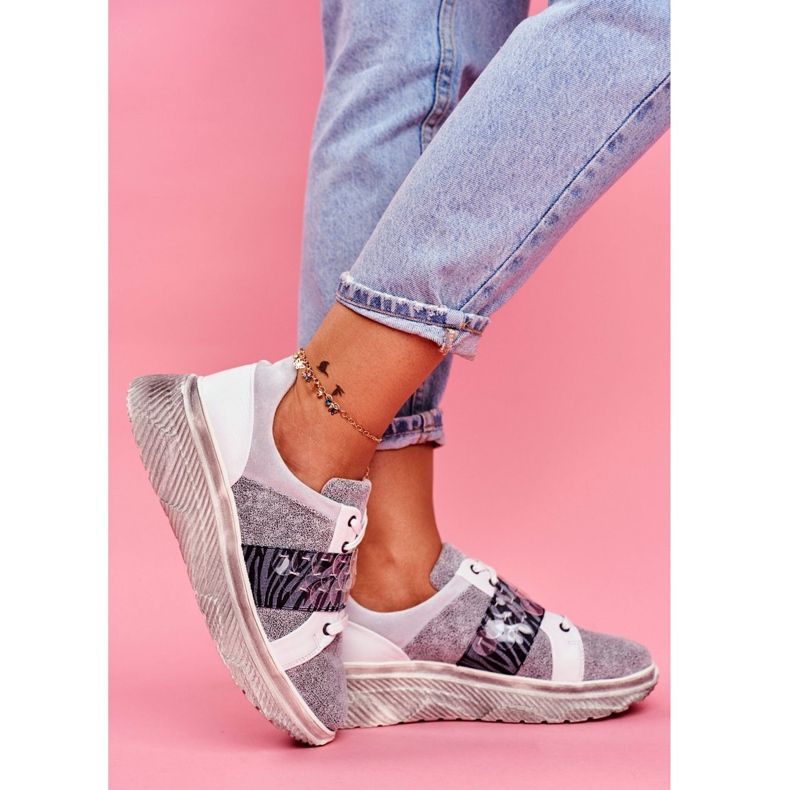 Sportschuhe Damen Leder Sneakers Maciejka 04448-03 weiß grau 1