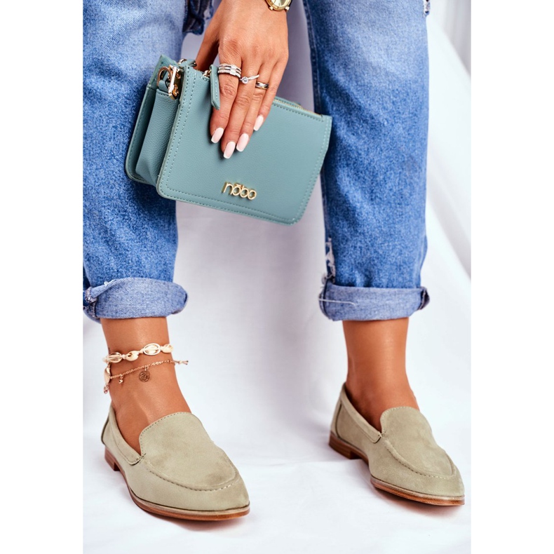 SEA Damen Brogues Slip On Wildleder Grün Twinky 1