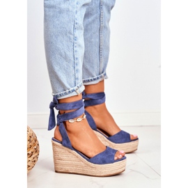 FRID Damen Sandalen auf Keil Espadrilles Blau Ollie 1