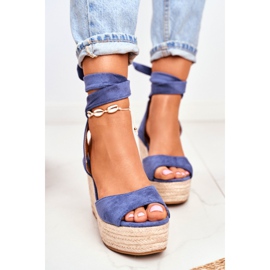 FRID Damen Sandalen auf Keil Espadrilles Blau Ollie 2