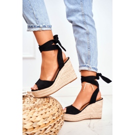 FRID Damen Sandalen auf Keil Espadrilles Schwarz Ollie 1
