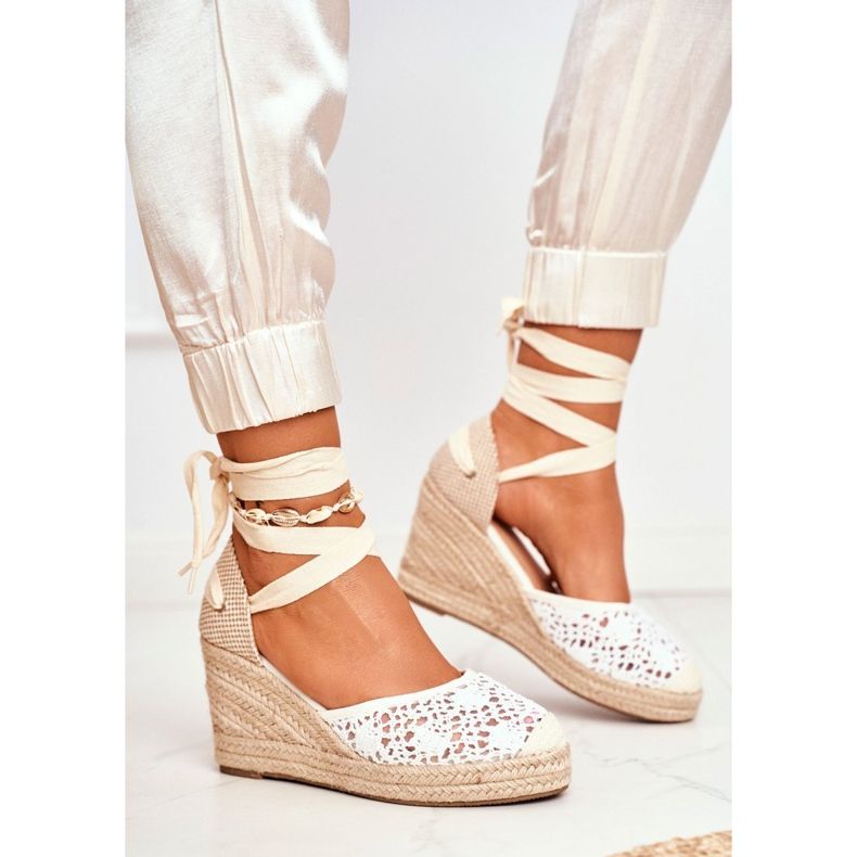 FRID Damen Sandalen auf Keil Espadrilles Spitze Vieno weiß 1