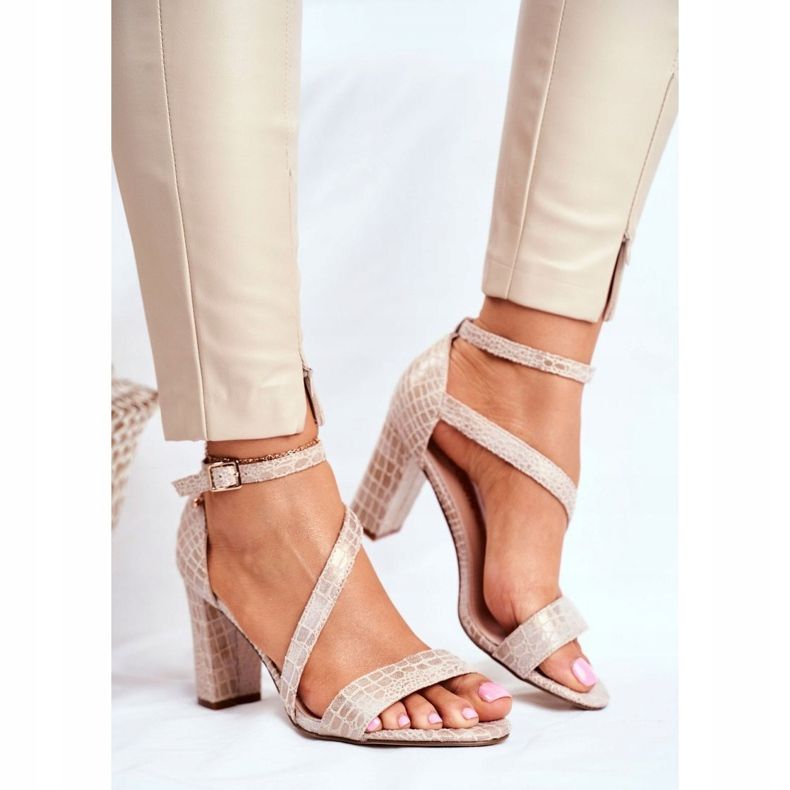 Damen Sandalen mit hohem Absatz Sergio Leone Beige Scale SK870 1