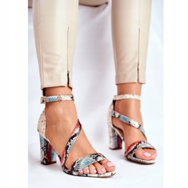 Damen Sandalen mit hohem Absatz Sergio Leone Red Snake SK870 rot mehrfarbig 1