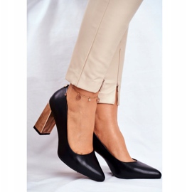 Damen Pumps auf goldenem Absatz Sergio Leone Schwarz PB216 1