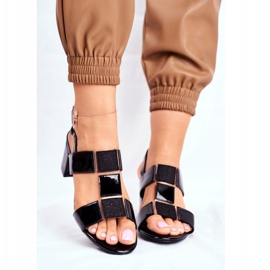 Damen Sandalen Sergio Leone Lackiert Schwarz SK910 2