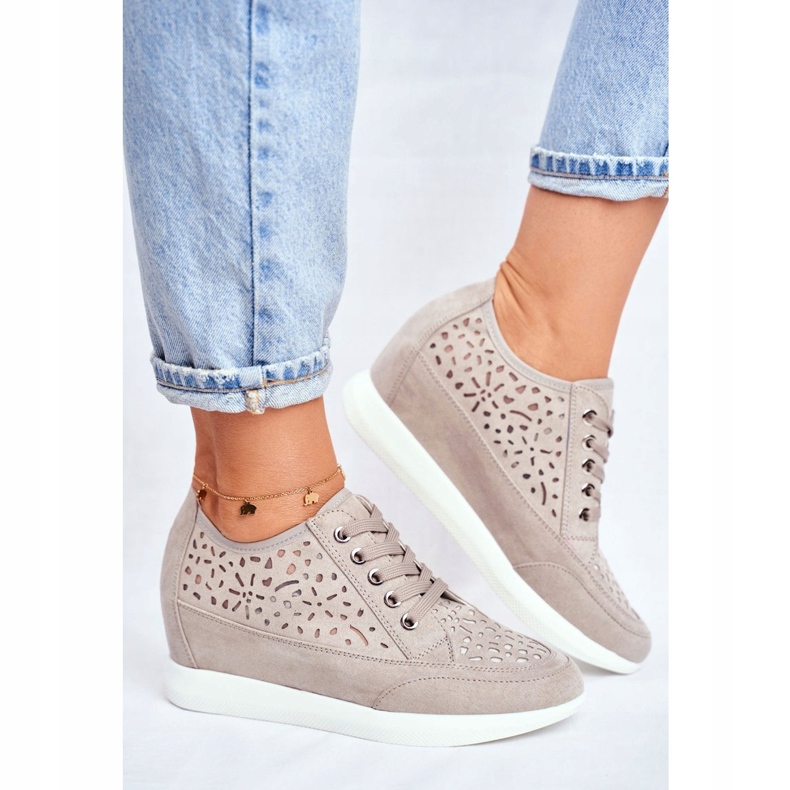 Damen Sergio Leone Sneakers Grau Openwork PB122 1