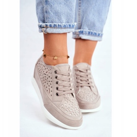 Damen Sergio Leone Sneakers Grau Openwork PB122 2