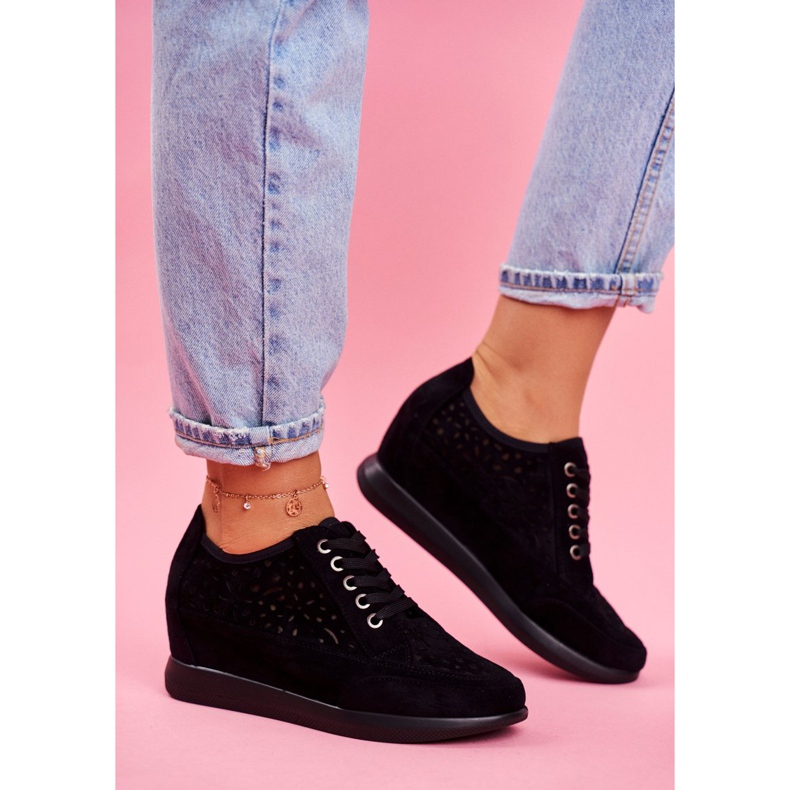 Damen Sneaker Sergio Leone Openwork Schwarz PB122 2