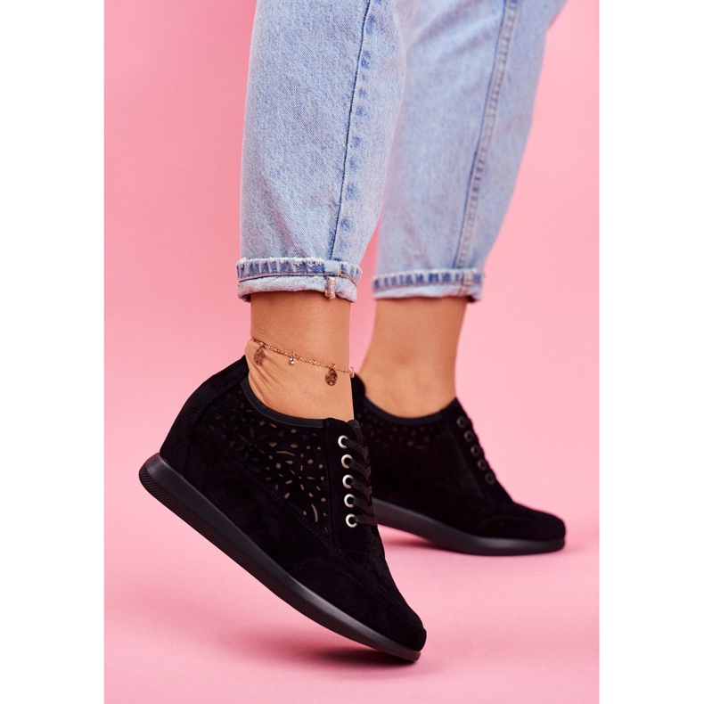 Damen Sneaker Sergio Leone Openwork Schwarz PB122 1