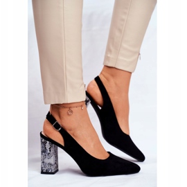 Damen Pumps mit offenem Absatz Sergio Leone Black Snake PB218 schwarz 1