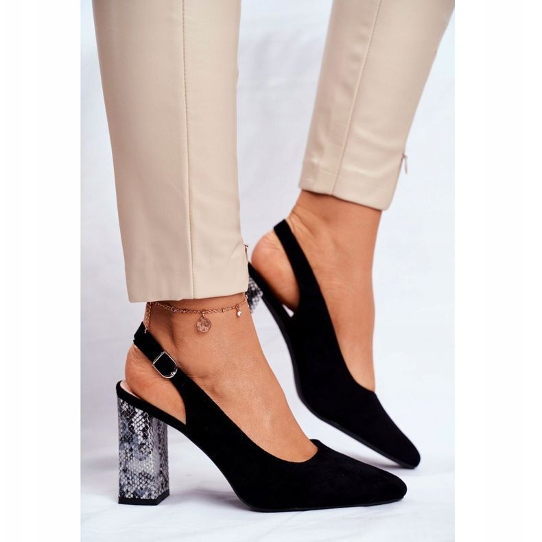 Damen Pumps mit offenem Absatz Sergio Leone Black Snake PB218 schwarz 1