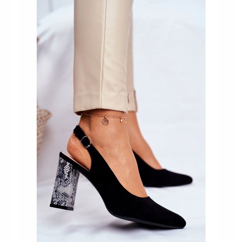 Damen Pumps mit offenem Absatz Sergio Leone Black Snake PB218 schwarz 2