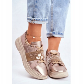 Sportschuhe Damen Leder Sneakers Maciejka 04448-25 beige mehrfarbig golden 2