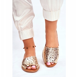 EVE Goldene Slip-On Sandalen für Damen I Like Summer 1