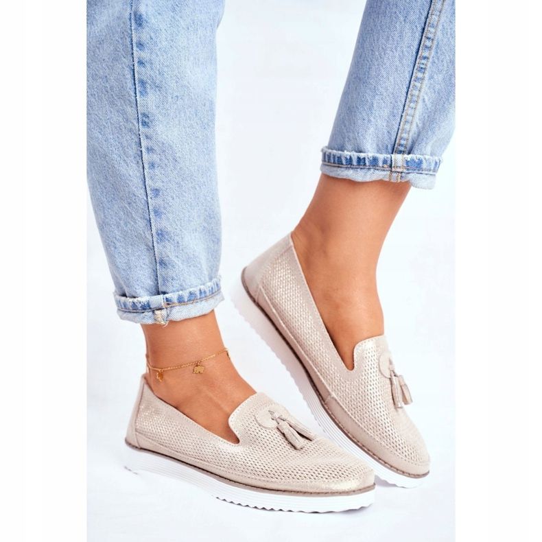 EVE Damen Slipper Leder Gold Amore Mio golden 1