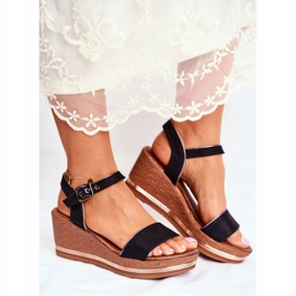 EVE Damen Sandalen mit Keilabsatz Schwarz Monroe 2