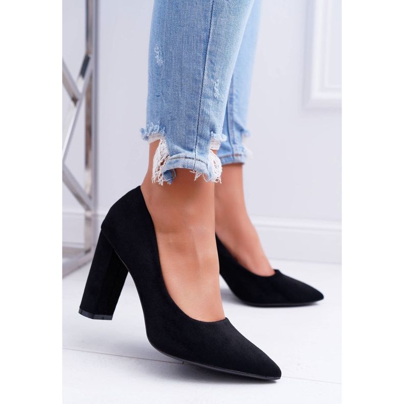 SEA Damen Pumps mit Absatz Wildleder Black Strawberry schwarz 1