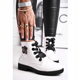 Damen Stiefel mit flachem Absatz Lackiert Weiß Sergio Leone BT530 2