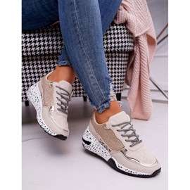 Damen Sportschuhe Dicke Sohle Beige Nokien 2