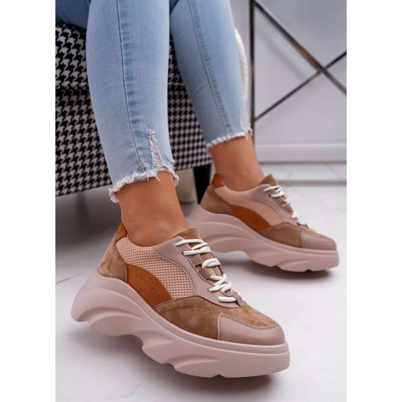 SEA Damen Sportschuhe Dicke Sohle Camel Cardamon braun 1