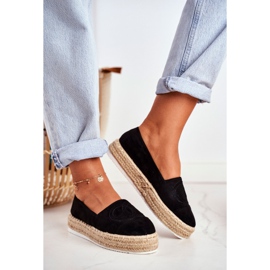 SEA Damen Espadrilles Dicke Leinensohle Schwarz Febi 1