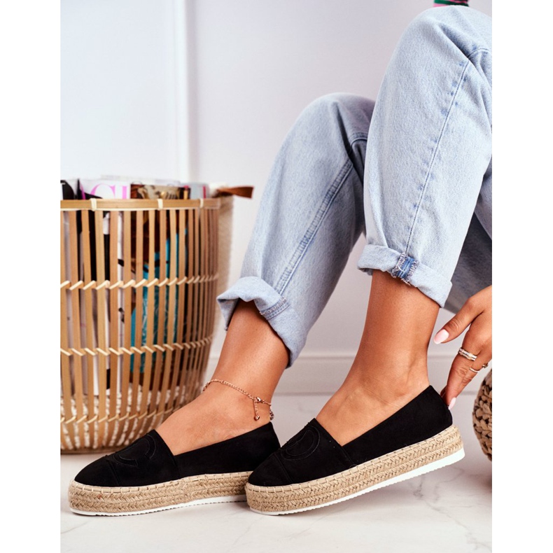 SEA Damen Espadrilles Dicke Leinensohle Schwarz Febi 2