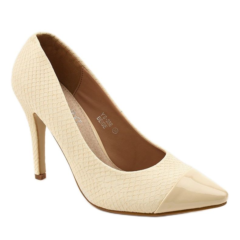 Beige Pumps an der YS-356 Ferse 1