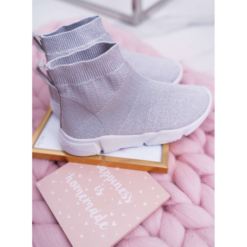 FRROCK Kinder-Jugend-Sportschuhe Brokat Silber Deva grau 2