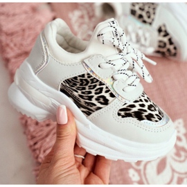 FRROCK Weiße Penny Sportschuhe für Kinder mit Leopardenmuster grau 2