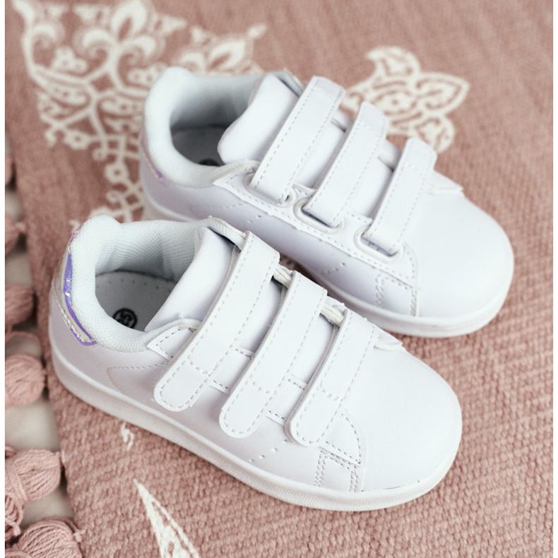 FRROCK Sportschuhe Kinder Jugend Mit Klettverschluss Weiß und Silber Fifi 1