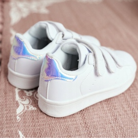 FRROCK Sportschuhe Kinder Jugend Mit Klettverschluss Weiß und Silber Fifi 2