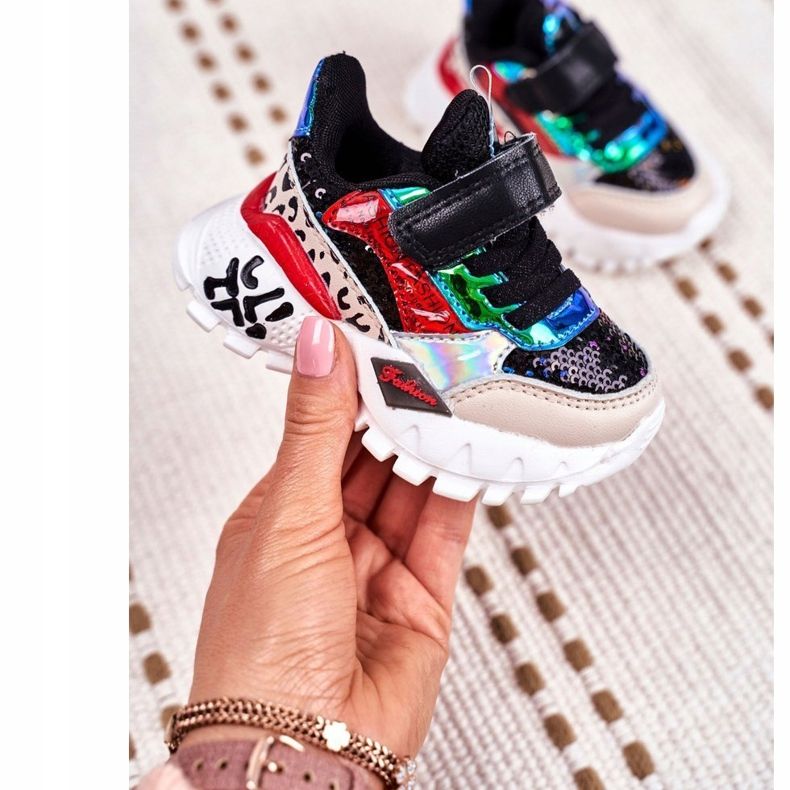 FRROCK Sport Kinderschuhe mit Klettverschluss Schwarz Be Happy mehrfarbig 1