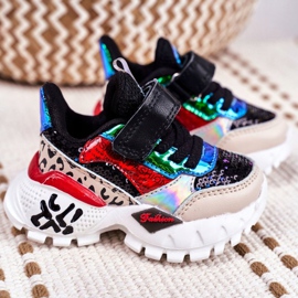 FRROCK Sport Kinderschuhe mit Klettverschluss Schwarz Be Happy mehrfarbig 2