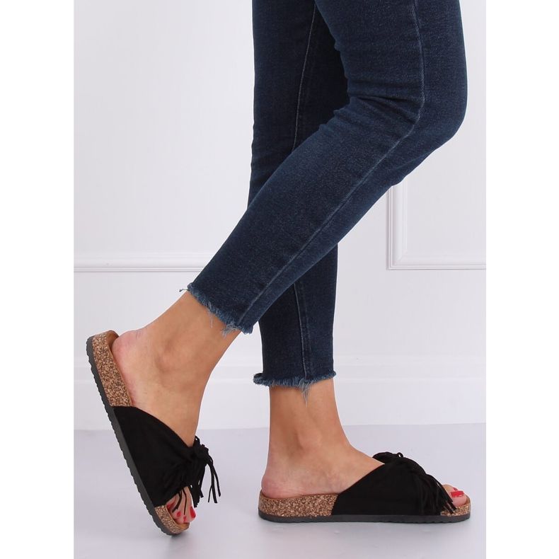 Schwarz Boho Damen Hausschuhe CK136P Schwarz 2