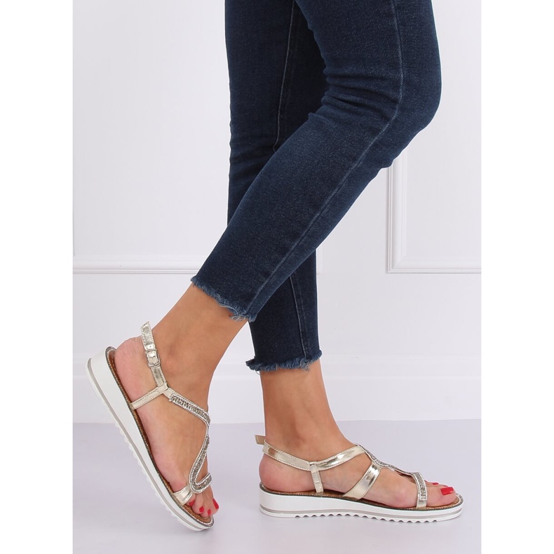 Asymmetrische goldene Sandalen ZY178 L.GOLD 2