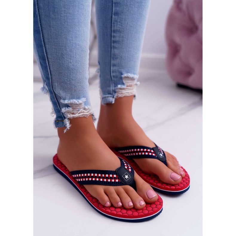 Damen Hausschuhe Flip-Flops Big Star Rot DD274A252 1