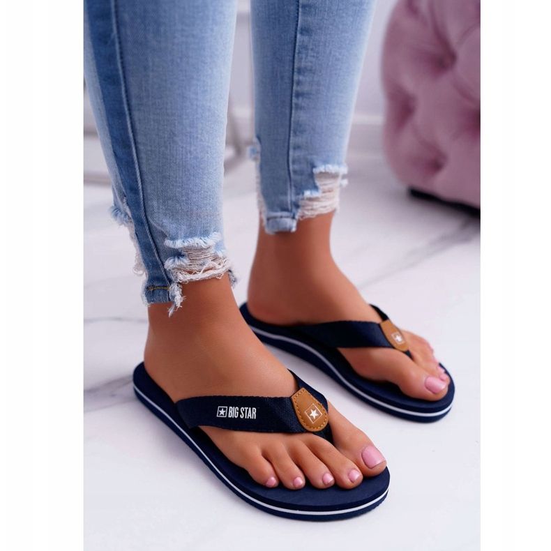 Damen Hausschuhe Flip-Flops Big Star Marineblau DD274A254 2