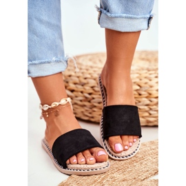 FRJ Klassische Damen Hausschuhe Wildleder Schwarz Look At Me 2