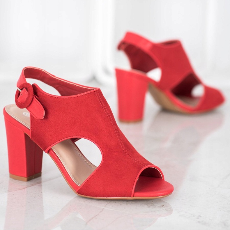 Weide Sandalen aus Wildleder rot 1