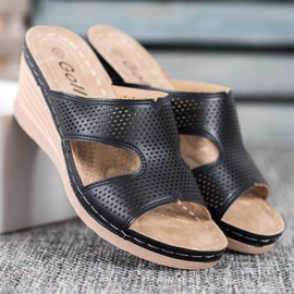 GOLL Leichte Keilpantoffeln schwarz 2