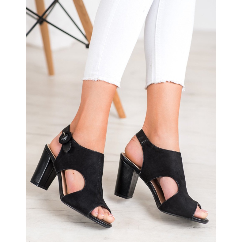 Weide Sandalen aus Wildleder schwarz 1