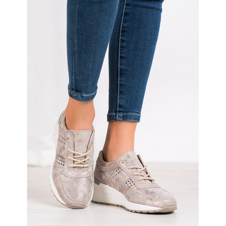 Filippo Sneakers aus Leder mit Keilabsatz gelb 1