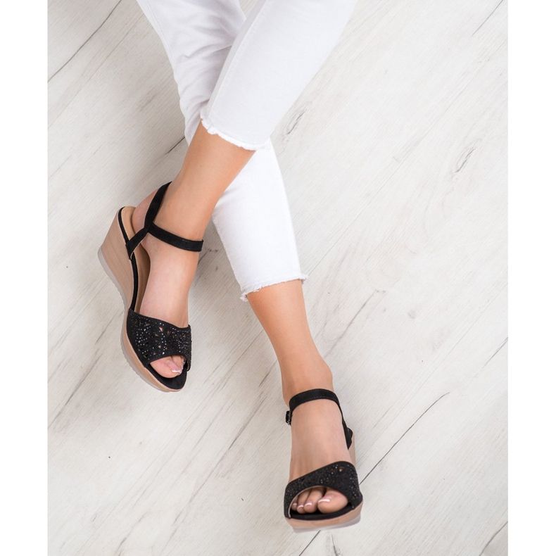 SHELOVET Leichte durchbrochene Sandalen schwarz 1