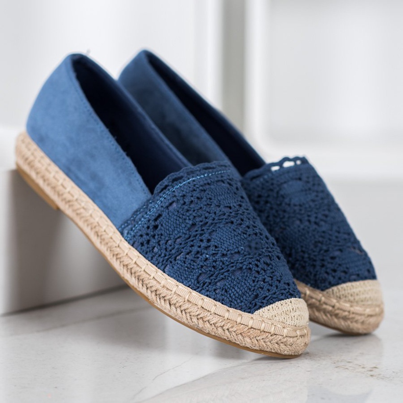 Small Swan Espadrilles aus Wildleder mit Spitze blau 2