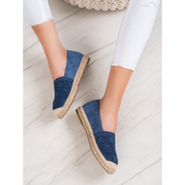 Small Swan Espadrilles aus Wildleder mit Spitze blau 1