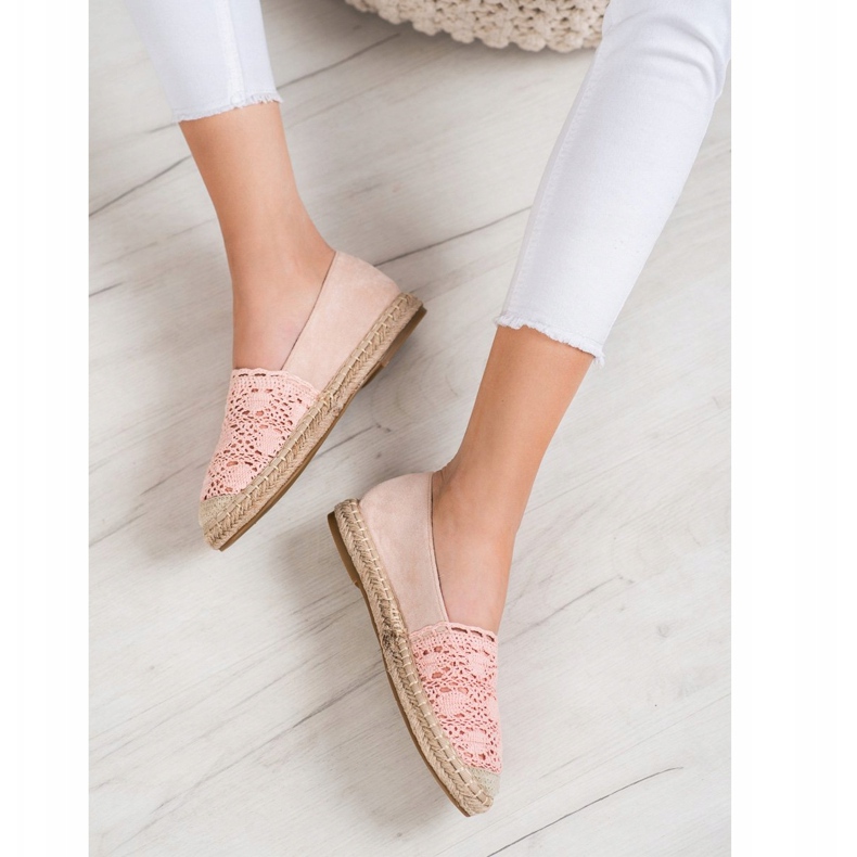 Small Swan Espadrilles aus Wildleder mit Spitze rosa 1