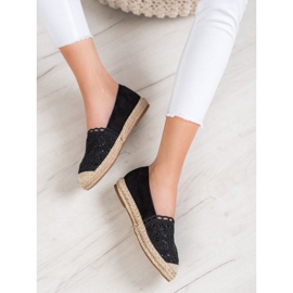Small Swan Espadrilles aus Wildleder mit Spitze schwarz 2
