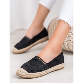 Small Swan Espadrilles aus Wildleder mit Spitze schwarz 1